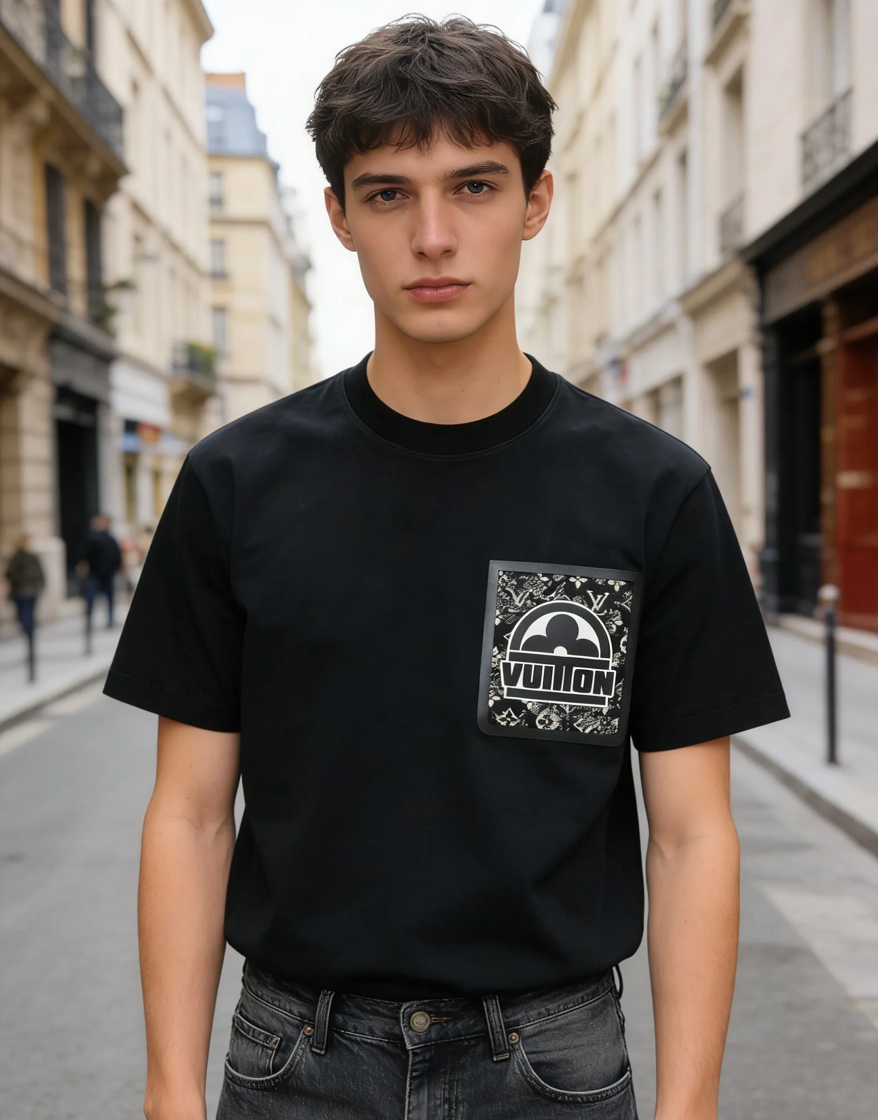 Louis Vuitton/Louis Vuitton presbyopic fake pocket printed short sleeves